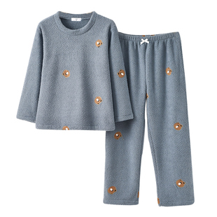 秋冬睡衣女款2025新款小个子145冬季珊瑚绒圆领家居服150矮个子