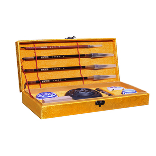 毛笔书法套装初学者入门笔墨纸砚全套工具礼盒装学生成人练毛笔字书法课水写布毛边纸收纳箱墨汁墨盒文房四宝