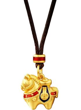 中国黄金珍尚银足银小马生肖吊坠