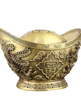 纯铜金元宝招财摆件聚宝盆存钱罐