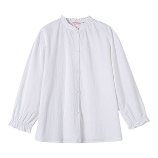 费雪【孕妇纯棉衬衫】秋季2026新款娃娃衫长袖韩版孕妇装白色上衣
