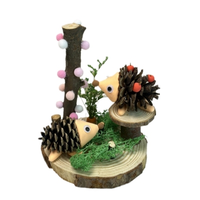 动物diy手工制作粘贴木片树枝松果创意拼装亲子幼儿园益智材料包