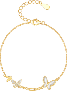 周六福女S925银蝴蝶结手链