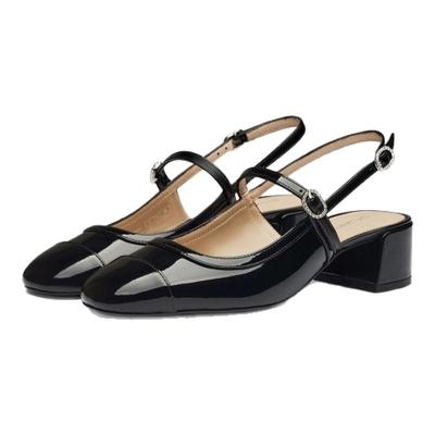 SW春季新款水晶搭扣露跟玛丽珍鞋