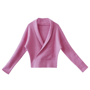 【7折出清】2025秋款复古文艺V领短款毛针织衫套头修身内搭毛衣女