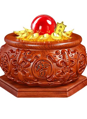 花梨木木质制聚宝盆摆件招财聚财2026年新款八方来财家用客厅店铺