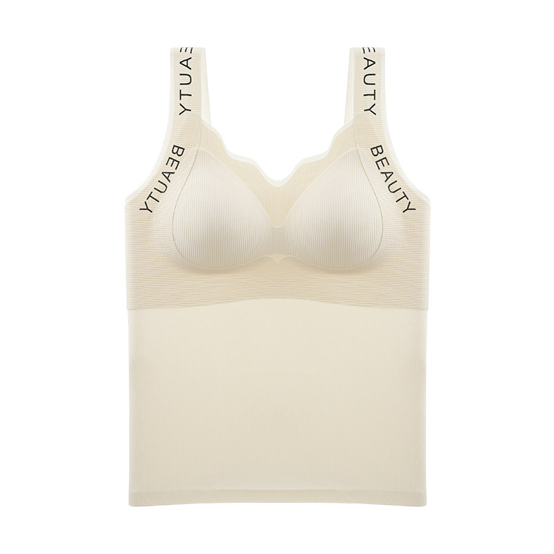 保暖无痕内衣女士带胸垫一体式背文胸