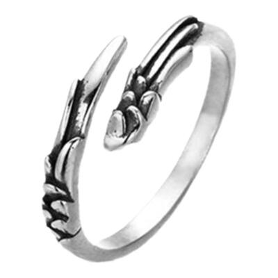 羽毛男女可调节银戒指