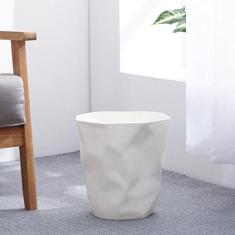厂家直销创意褶皱垃圾桶家用厨房无盖圆形卫生间纸篓垃圾筒