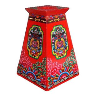 法鼓底座家用手摇木底座彩绘八吉祥财神箭矩形禅杖法器底座