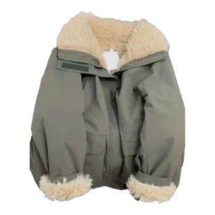 韩系露思同款羊羔毛冲锋衣外套女冬季2025新款宽松加厚派克服棉服