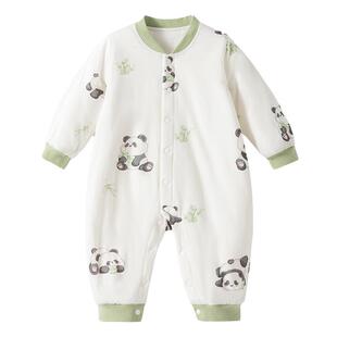 贝肽斯婴儿薄夹棉连体衣秋冬加厚新生儿宝宝衣服保暖外出棉服哈衣