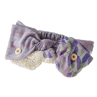 粉色薰衣草印花日韩风蕾丝蝴蝶结