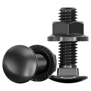 黑色304不锈钢小头马车半圆方颈 镀黑锌桥架扁头四方螺丝螺母套装