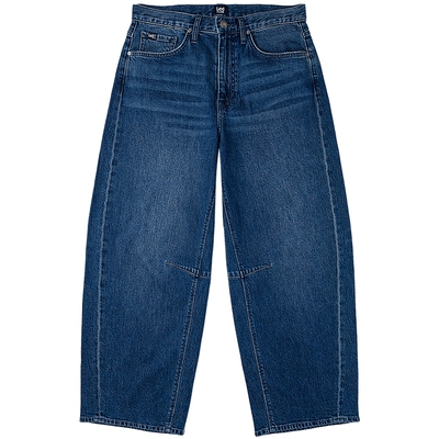 【张凌赫代言】Lee宽松中深蓝男女同款显瘦宽松Barrel弯刀牛仔裤