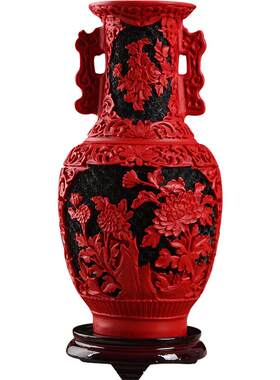 燕京八绝北京雕漆花瓶摆件