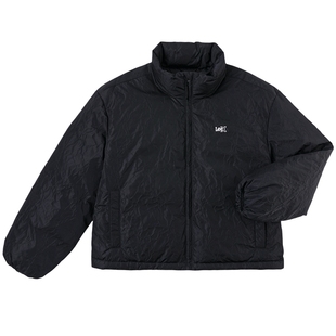 Lee女装2026新款今年流行爆款舒适版立领裂纹图案Logo徽标黑色女