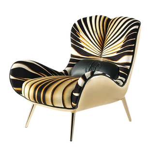 意式轻奢扶手椅高级感家用单人休闲椅设计师不锈钢高端靠背沙发椅