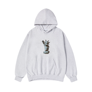 ADLV自由女神AC熊连帽卫衣25新款加厚黑灰色男女淡人高知穿搭上衣