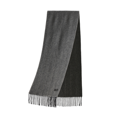 ELLE HOMME100%绵羊毛围巾男士人字纹围脖时尚保暖秋冬季送礼礼盒