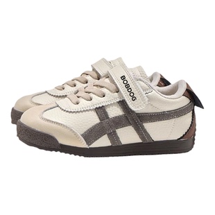 巴布豆真皮女童鞋2026新款春秋季男童休闲运动鞋阿甘鞋软底小白鞋