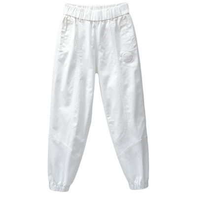 松紧腰宽松休闲裤显瘦白色哈伦裤