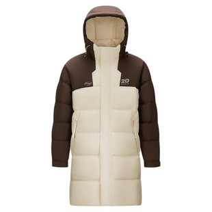 森马羽绒服男冬装80绒子中长款连帽外套宽松运动风拼色上衣时尚潮