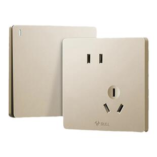 公牛开关插座面板正品旗舰86型暗装家用16a多孔5孔官网哑光奶油金