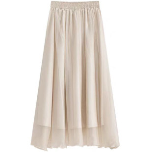 欧根纱半身裙仙气飘飘女2025新款夏季高端飘逸大摆长款a字伞裙子