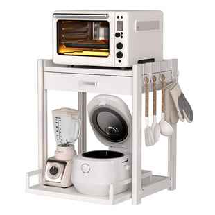 厨房微波炉置物架带抽屉抽拉台面烤箱电饭煲放空气炸锅电器收纳架