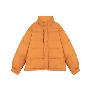 BLUEerror 高充绒量加厚黑色立领羽绒服女宽松保暖鸭绒外套冬季