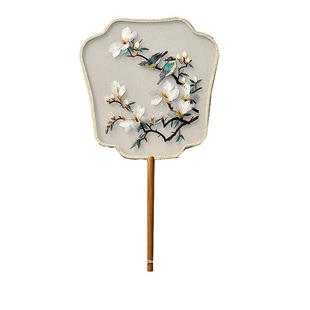 团扇双面刺绣古风苏绣扇子女汉服中国风旗袍古装儿童飞仙小舞蹈扇