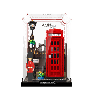 乐一百适用乐高21347伦敦红色电话亭展示盒亚克力透明积木防尘罩