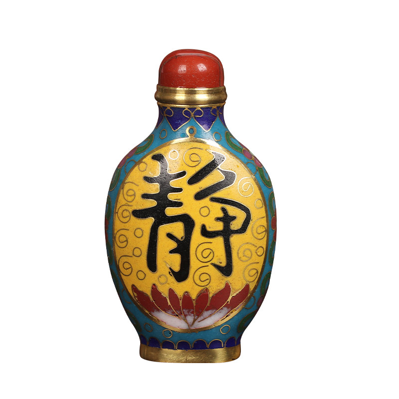 景泰蓝鼻烟壶 铜胎鼻烟瓶 特色手工艺品 送礼送朋友 锦盒包装