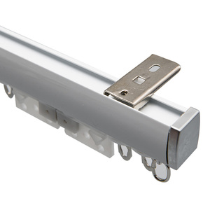 2025年新款黑色铝合金窗帘轨道双轨单轨侧装顶装配件装窗帘滑轨道