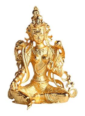 藏传黄财神绿度母项链吊坠