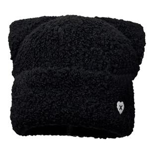 可爱猫耳朵帽子大头围毛线帽秋冬针织冷帽毛绒包头帽护耳大号大码