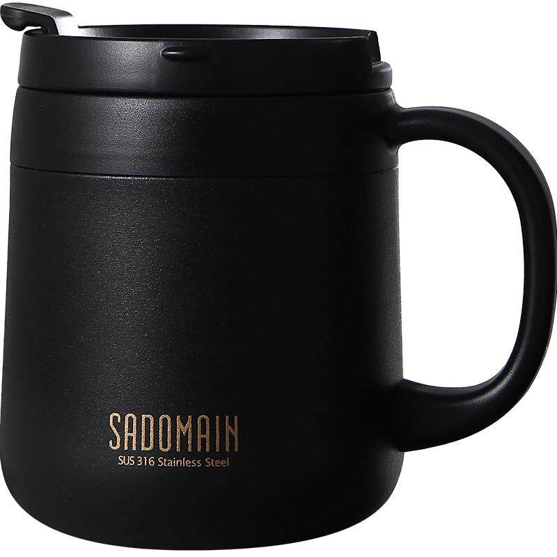 咖啡杯防尘双饮口不锈钢马克杯