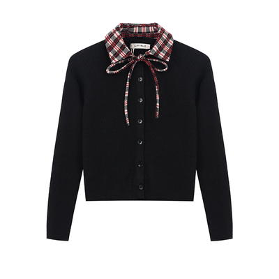 FFBLUE节日格纹假两件毛衣半裙