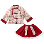 男童拜年服女童汉服冬季加厚喜庆儿童过年服宝宝周岁抓周礼服唐装