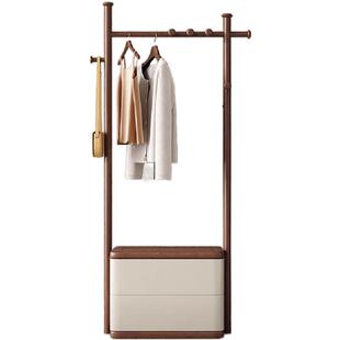 多功能床头柜衣帽架实木衣帽架落地卧室挂衣架床边简易衣服收纳架