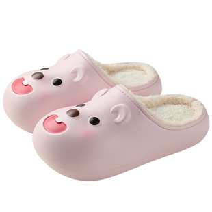 可爱防水棉拖鞋2025新款女冬季室内居家保暖防滑少女心舒适毛毛鞋