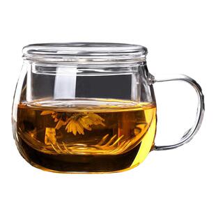 带把玻璃杯耐热带盖过滤花茶杯女办公室水杯男士茶水分离泡茶杯子