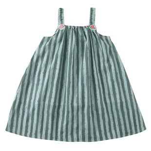 儿童夏季套装男童纯棉条纹2025新款宝宝洋气女童吊带连衣裙兄妹装