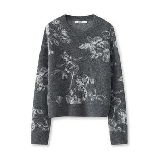 【商场同款】LILY冬新款女装羊驼混纺新中式提花针织衫毛衣女