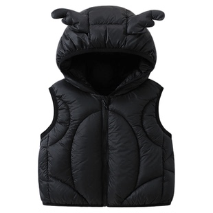 凡爱宝贝儿童羽绒连帽马甲加厚白鸭绒外穿卡通男女童坎肩25新款