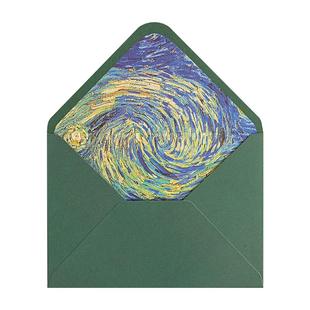 梵高油画信封信纸学生创意绿色贺卡复古火漆高级感情书送男女朋友明信片生日告白小卡片精美好看的手写书信纸