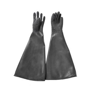 橡胶颗粒喷砂手套65cm乳胶防护手套喷砂机专用工业耐磨黑色加厚