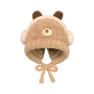 2025新款儿童可爱雪人毛绒护耳帽女冬季亲子款保暖防风卡通帽子