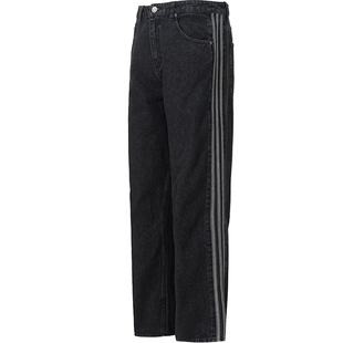 adidas阿迪达斯三叶草春季男子运动休闲长裤宽松直筒牛仔裤KD1497